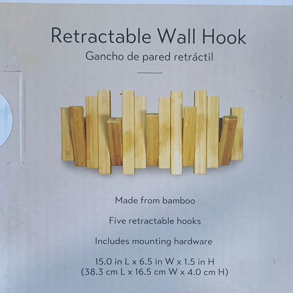 Kirkton House Bamboo Retractable Wall Hook - Natural